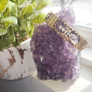 Amethyst Crystal Decor with Gold Accents